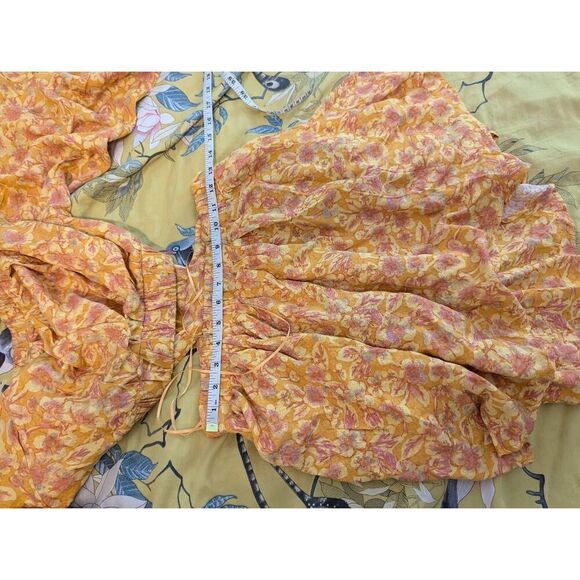 New Free People Jael Printed Yellow Mini Dress Women’s Size Medium MSRP: $128 - Picture 4 of 6